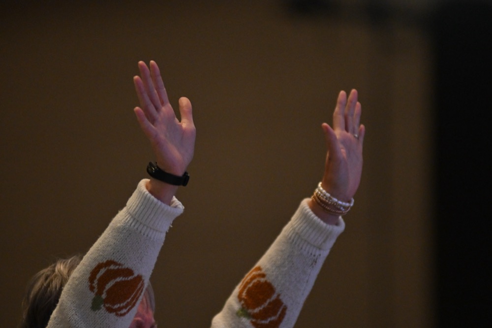 Hands raised in worship